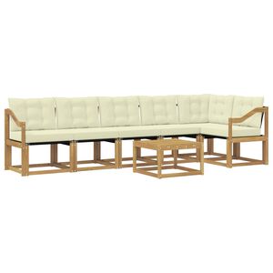 vidaXL Conjunto de sof&aacute;s de exterior con coj&iacute;n 7 pcs Blanco y Crema