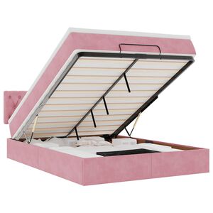 vidaXL Estructura cama otomana con colch&oacute;n terciopelo rosa 140x190 cm