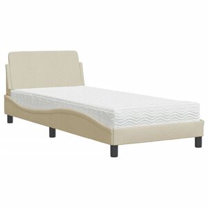 vidaXL Cama con colch&oacute;n Dover tela color crema 90x190 cm