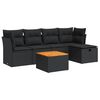 vidaXL Set de sof&aacute;s de jard&iacute;n 6 piezas y cojines rat&aacute;n sint&eacute;tico negro