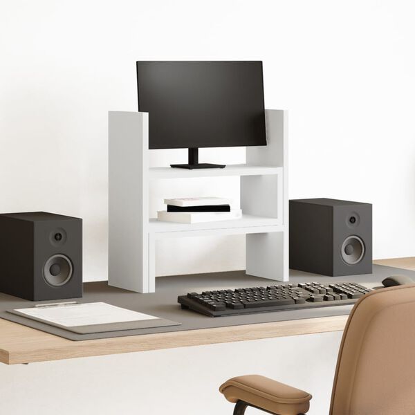 vidaXL Organizador de escritorio ajustable madera blanco 40x17x41 cm