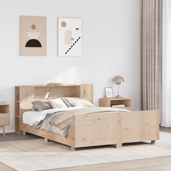 vidaXL Estructura de cama sin colch&oacute;n madera de pino blanca 140x200 cm