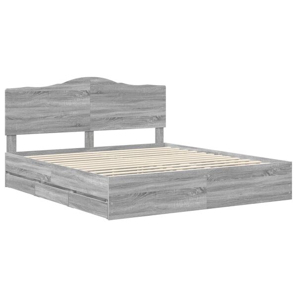 vidaXL Estructura de cama Gris Sonoma 200 x 200 cm Madera Ingenieril