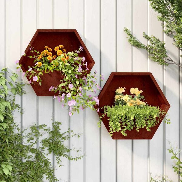 vidaXL Jardineras de pared 2 uds acero corten oxidado 46x10x40 cm