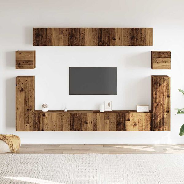 vidaXL Conjunto de mueble de TV 8 piezas montado la pared madera vieja