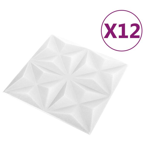 vidaXL Paneles de pared 3D 12 unidades blanco origami 3 m² 50x50 cm