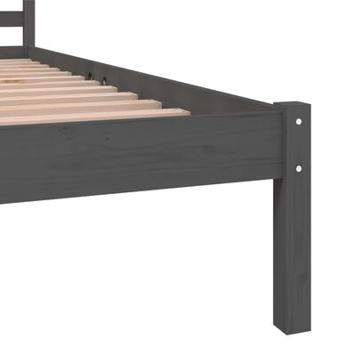 vidaXL Estructura de cama madera maciza de pino gris 90x190 cm