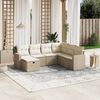 vidaXL Set sof&aacute;s de jard&iacute;n 7 piezas y cojines rat&aacute;n sint&eacute;tico beige