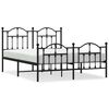 vidaXL Estructura cama sin colch&oacute;n con estribo metal negro 140x200 cm