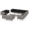 vidaXL Sof&aacute;s de jard&iacute;n 12 pzas cojines rat&aacute;n sint&eacute;tico gris oscuro