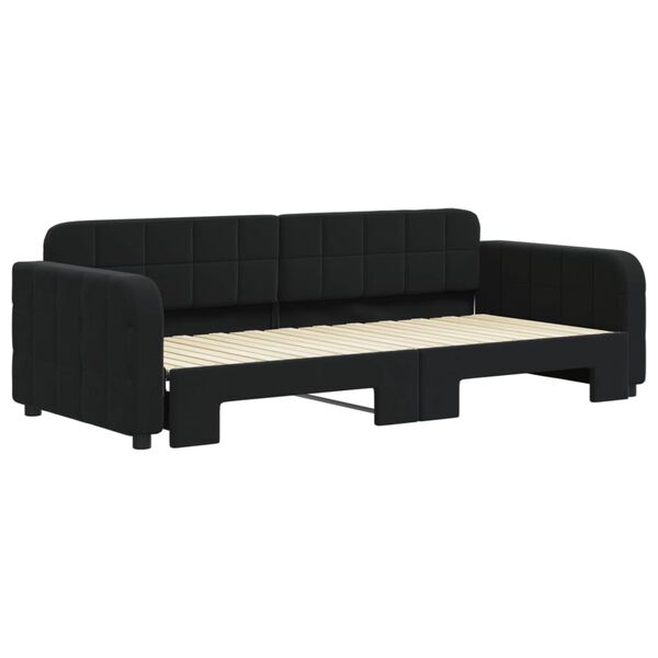 vidaXL Sof&aacute; cama nido terciopelo negro 90x200 cm