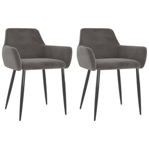 vidaXL Sillas de comedor 2 unidades terciopelo gris oscuro