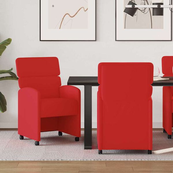 vidaXL Sillas de comedor 2 pcs Rojo 58 x 65 x 98 cm Cuero sintético