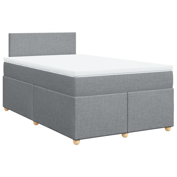 vidaXL Cama box spring con colch&oacute;n tela gris claro 120x200 cm
