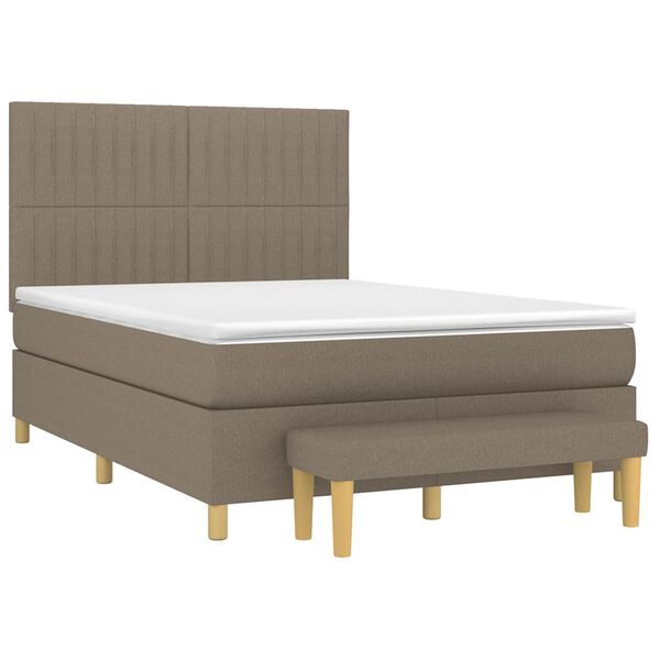 vidaXL Cama box spring con colch&oacute;n tela gris taupe 140x190 cm