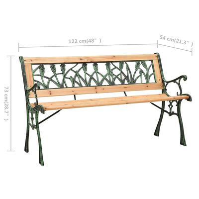 vidaXL Banco de jardín hierro fundido y madera de abeto maciza 122 cm