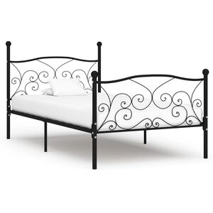vidaXL Estructura cama con somier sin colch&oacute;n metal negro 90x200 cm