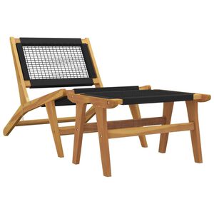 vidaXL Silla de jard&iacute;n con reposapi&eacute;s madera maciza teca y poli&eacute;ster