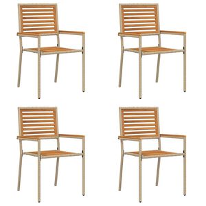 vidaXL Sillas apilables de jard&iacute;n 4 uds. Marr&oacute;n y Beige