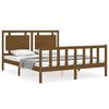 vidaXL Estructura de cama matrimonio con cabecero madera marr&oacute;n miel