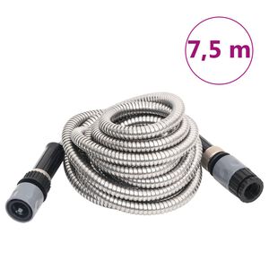 vidaXL Manguera jard&iacute;n y pulverizador acero inoxidable plata 14mm 7,5m