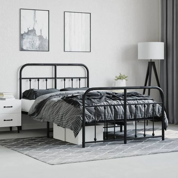 vidaXL Estructura cama sin colchón con estribo metal negro 120x190 cm