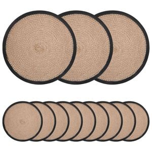 vidaXL Manteles de yute 12 uds. Natural y negro 100% yute tosas
