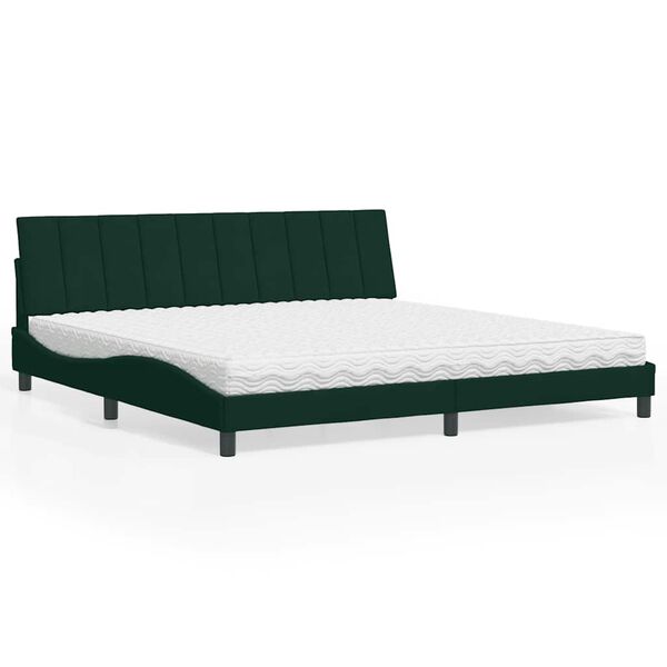 vidaXL Cama con colch&oacute;n Hanko terciopelo verde oscuro 200x200 cm