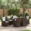 vidaXL Conjunto de Comedor de Jard&iacute;n 7 pcs Marr&oacute;n rat&aacute;n sint&eacute;tico