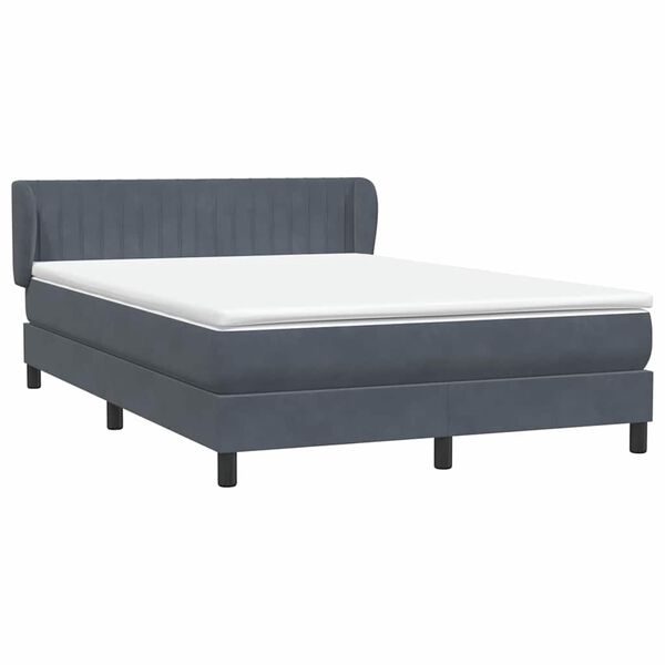 vidaXL Cama box spring con colch&oacute;n terciopelo gris oscuro 140x210 cm