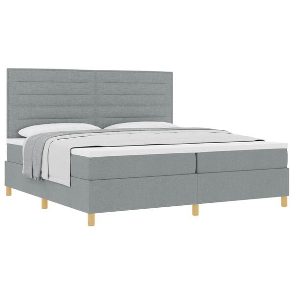 vidaXL Cama tipo Box Spring con colch&oacute;n Gris Claro 200 x 200 cm tela