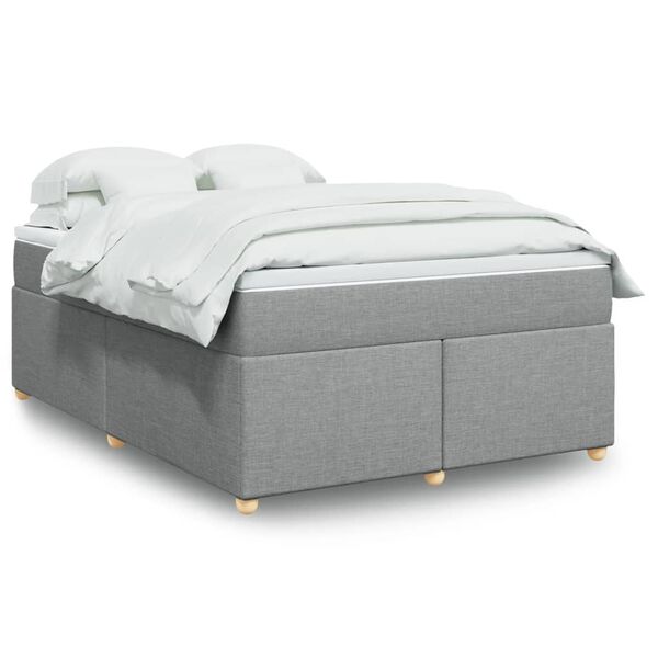 vidaXL Cama box spring con colch&oacute;n tela gris claro 140x190 cm
