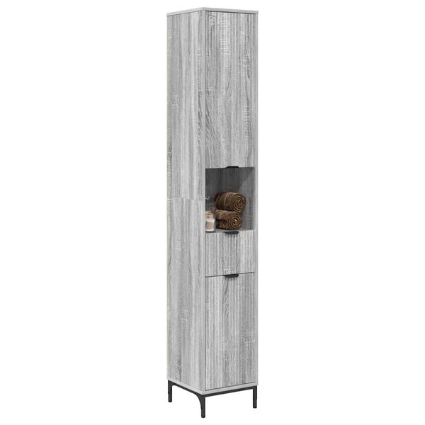 vidaXL Gabinete de Ba&ntilde;o con caj&oacute;n Gris Sonoma 31,5 x 33 x 190 cm
