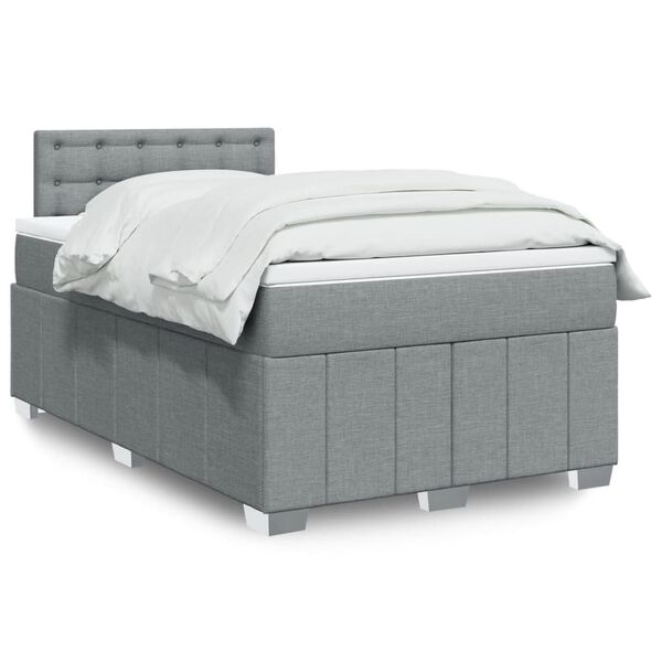 vidaXL Cama box spring con colch&oacute;n tela gris claro 120x190 cm