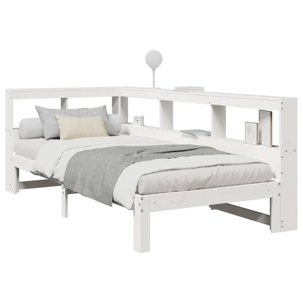vidaXL Cama con estanter&iacute;a sin colch&oacute;n madera maciza de pino 90x190 cm