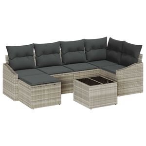 vidaXL Conjunto de Comedor de Jard&iacute;n con coj&iacute;n 7 pcs Gris Claro