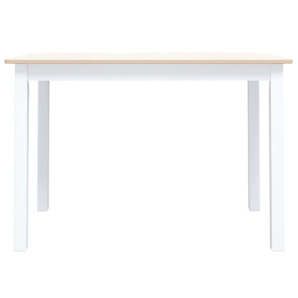 vidaXL Mesa de comedor madera de caucho blanco y marr&oacute;n 114x71x75 cm