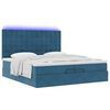 vidaXL Cama otomana con colchones y luces LED azul oscuro 200x200 cm