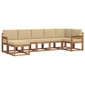 vidaXL Conjunto de sof&aacute;s de exterior con coj&iacute;n 7 pcs Natural y Beige