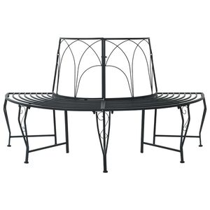 vidaXL Banco de &Aacute;rbol 4 -plazas 160 x 80 x 89 cm steel Negro