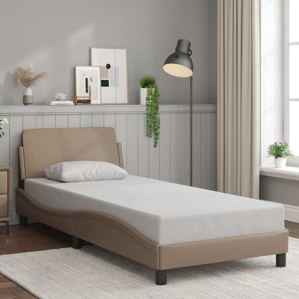 vidaXL Estructura de cama Dover cuero sint&eacute;tico capuchino 90x200 cm