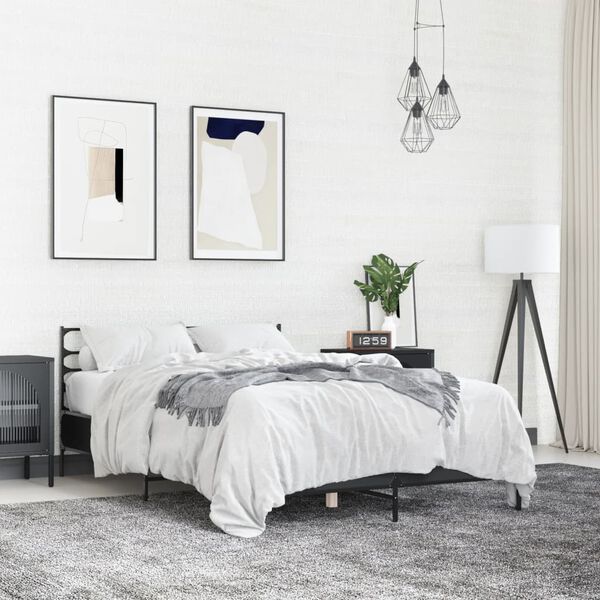 vidaXL Estructura de cama madera de ingenier&iacute;a y metal negro 120x200cm