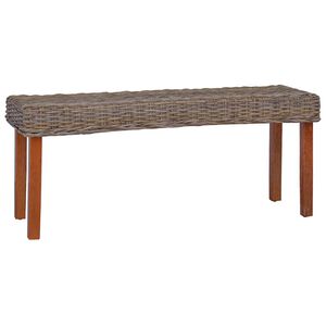 vidaXL Banco de rat&aacute;n kubu natural y madera maciza de caoba 110 cm