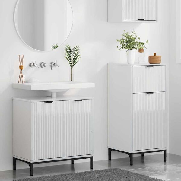 vidaXL Juego de muebles de ba&ntilde;o con caj&oacute;n con estante 2 pcs brillante