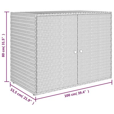vidaXL Armario de almacenaje de jardín ratán PE gris 100x55,5x80 cm