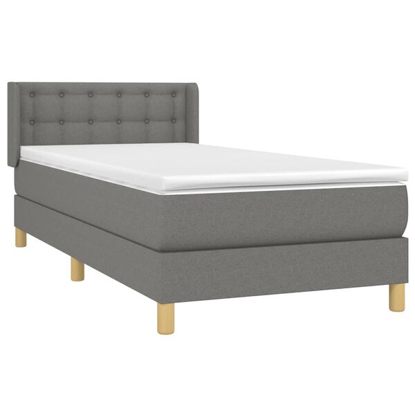 vidaXL Cama box spring con colch&oacute;n tela gris oscuro 90x190 cm