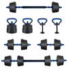 vidaXL Set de Mancuernas, Barra y Kettlebell 4 en 1 20 kg Negro y azul