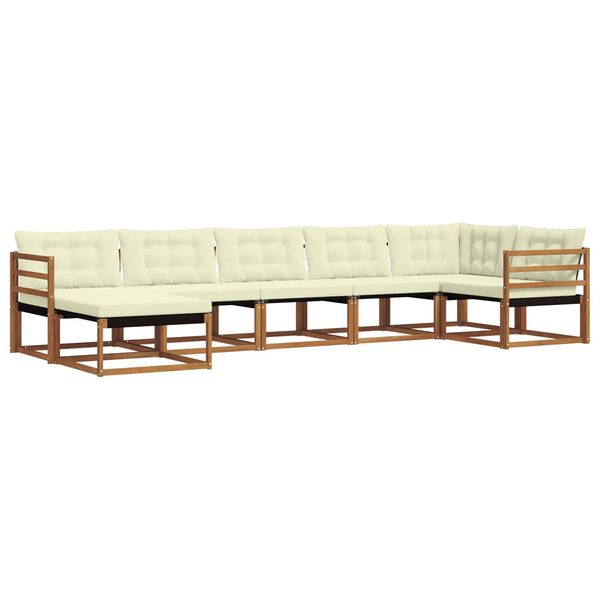 vidaXL Conjunto de sof&aacute;s de exterior con coj&iacute;n 21 pcs Natural y Crema