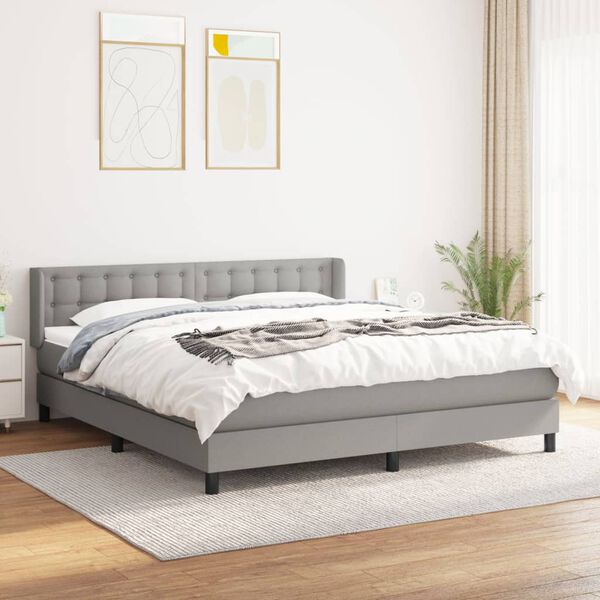 vidaXL Cama box spring con colch&oacute;n tela gris claro 160x200 cm