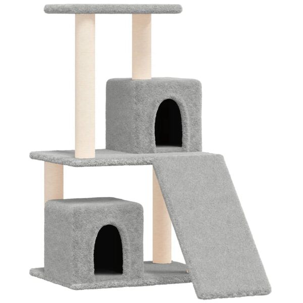 vidaXL Rascador para gatos con postes de sisal gris claro 82 cm